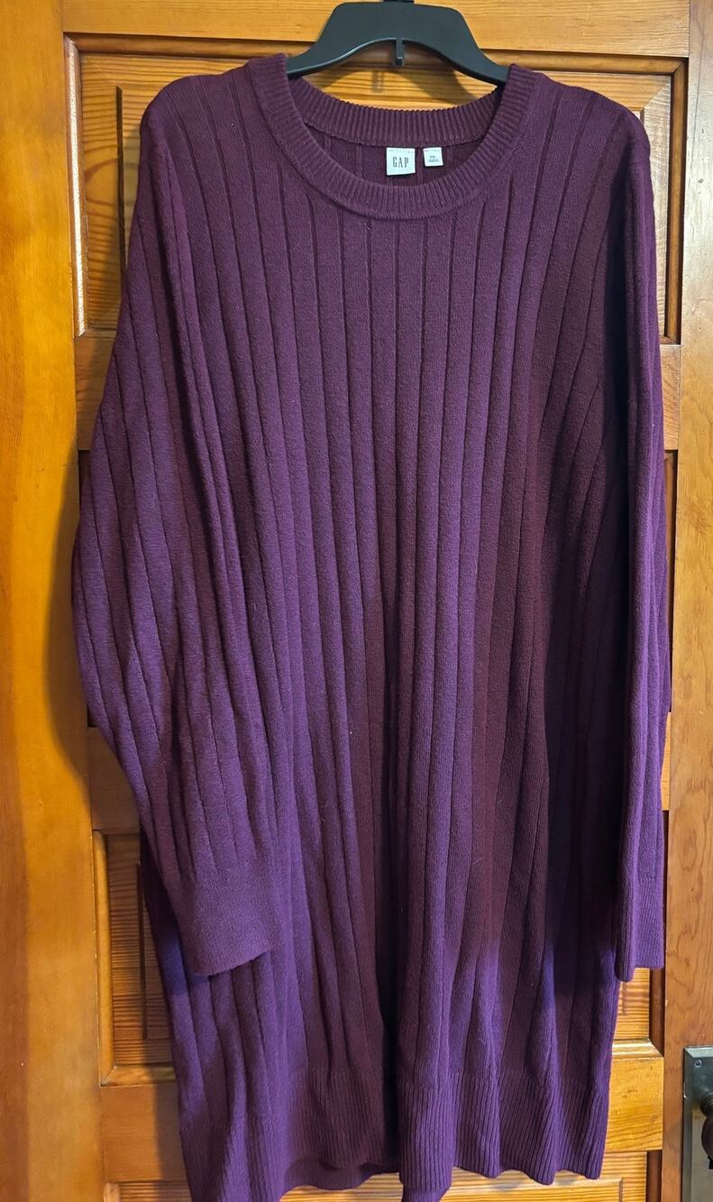Gap ribbed crewneck long sleeve sweater dress plum XXL